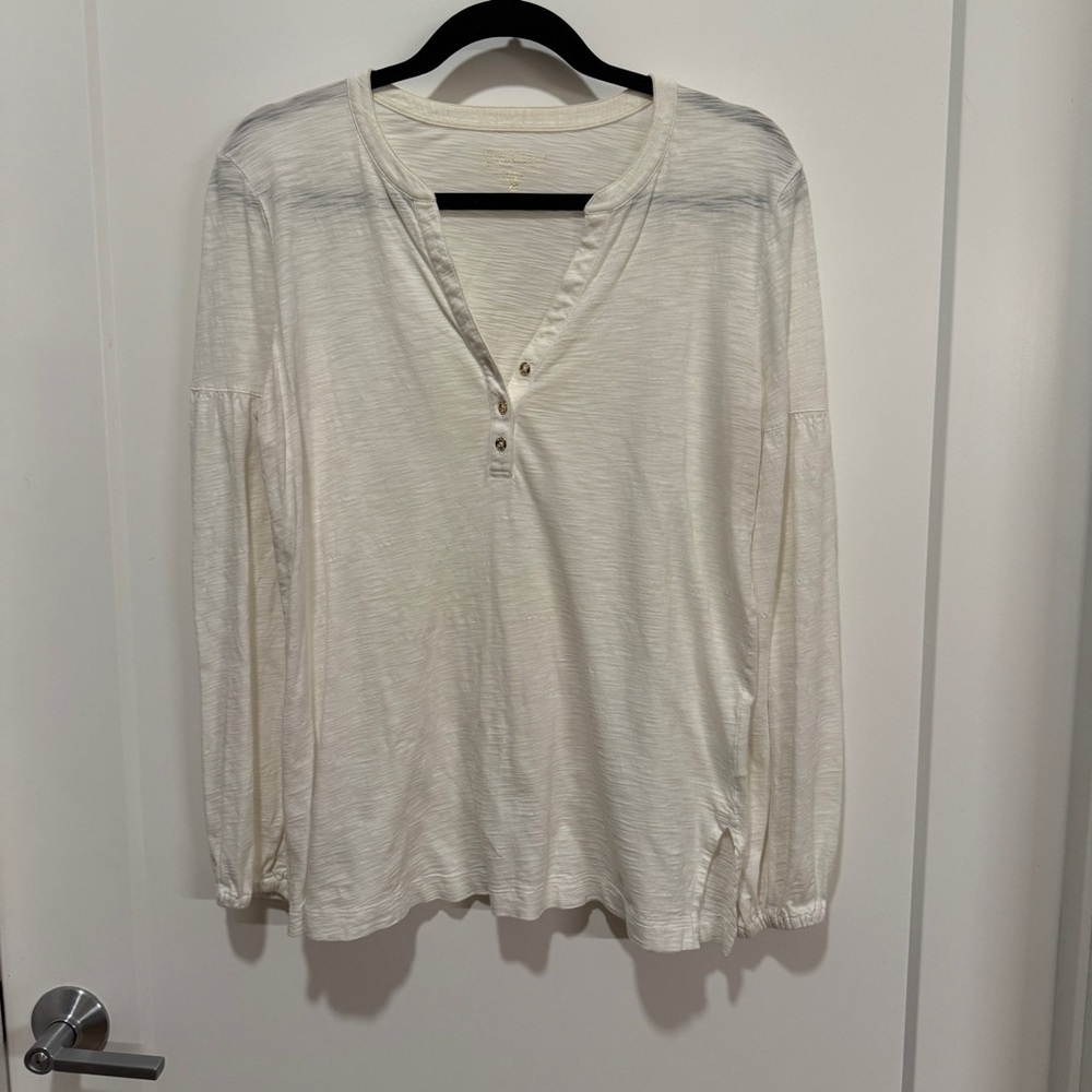 Lilly Pulitzer Pima Cotton Balloon Sleeve Henley Top XS